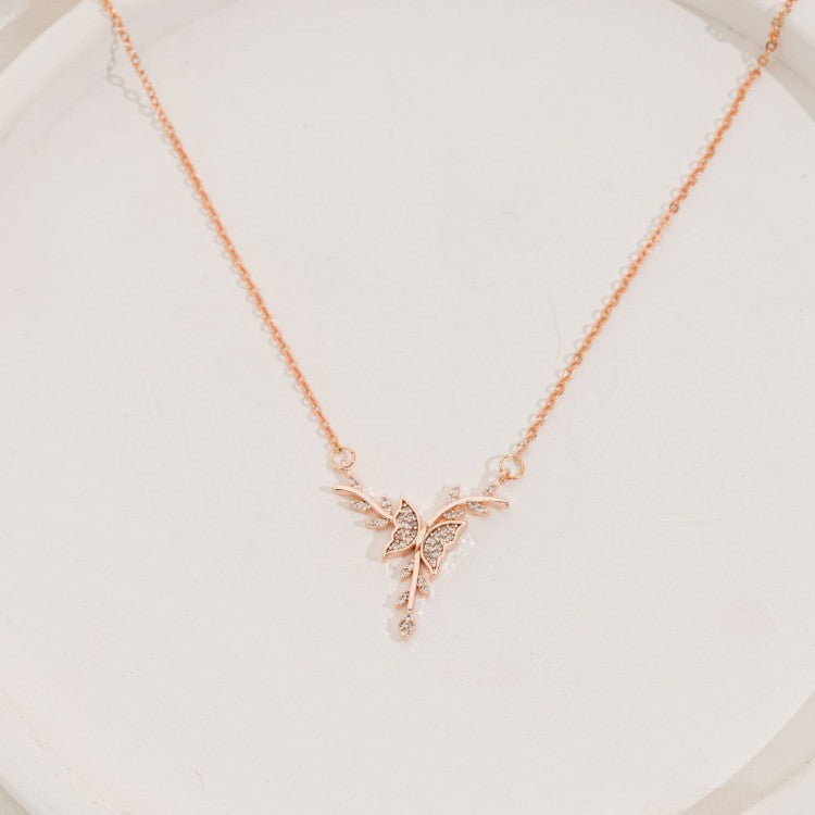 Zirkon Taşlı Kelebek Tasarım Rose-Gold
