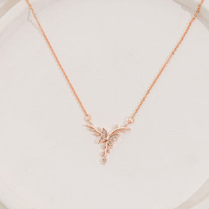Zirkon Taşlı Kelebek Tasarım Rose-Gold